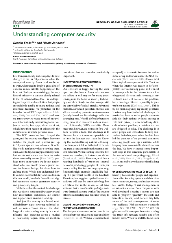 (PDF) Understanding Computer Security