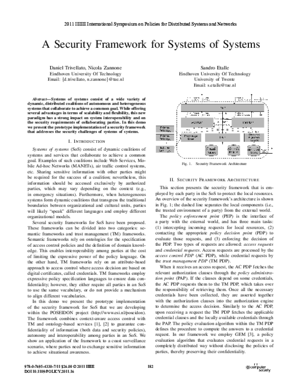 (PDF) A security framework for systems of systems