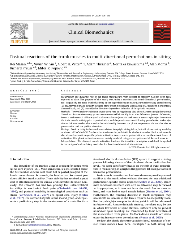 (PDF) Postural reactions of the trunk muscles to multi-directional ...