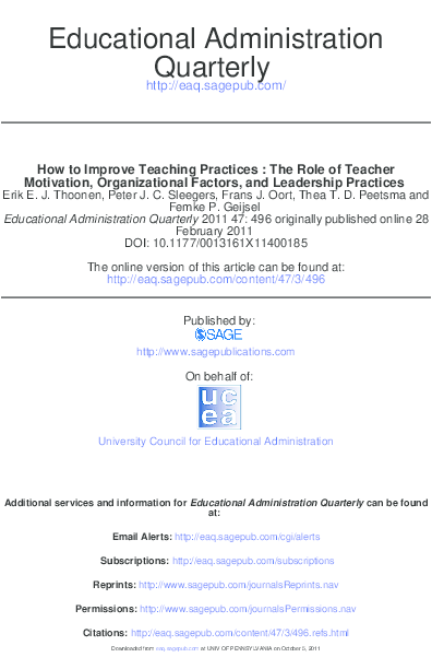 (PDF) How to Improve Teaching Practices: The Role of Teacher Motivation ...