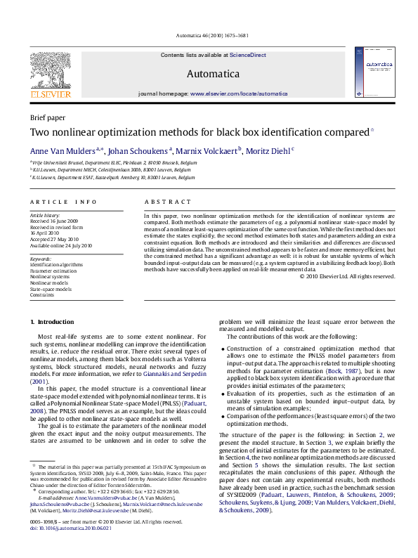 (PDF) Two nonlinear optimization methods for black box identification ...