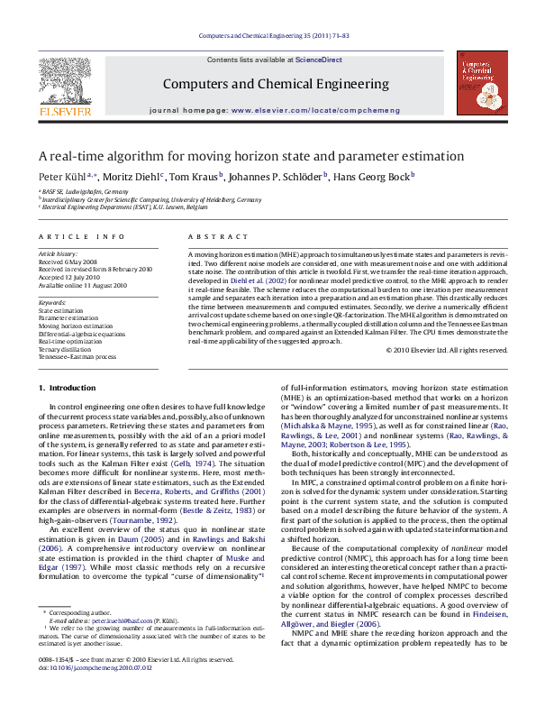 (PDF) A real-time algorithm for moving horizon state and parameter ...