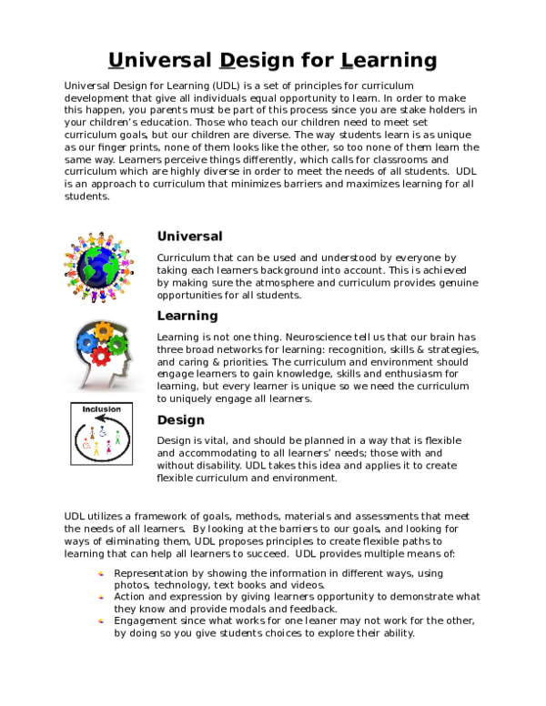 (DOC) Universal Design for Learning
