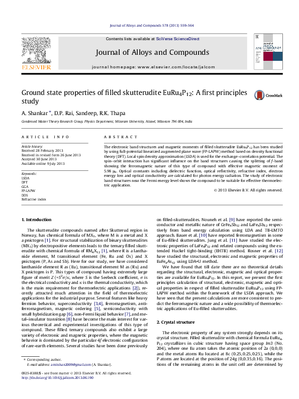 (PDF) A first principle study of electronic and magnetic properties of ...