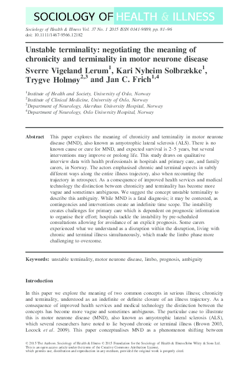 (PDF) Unstable terminality: negotiating the meaning of chronicity and ...