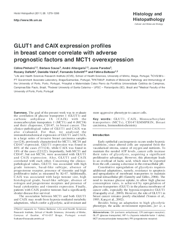 (PDF) GLUT1 and CAIX expression profiles in breast cancer correlate ...
