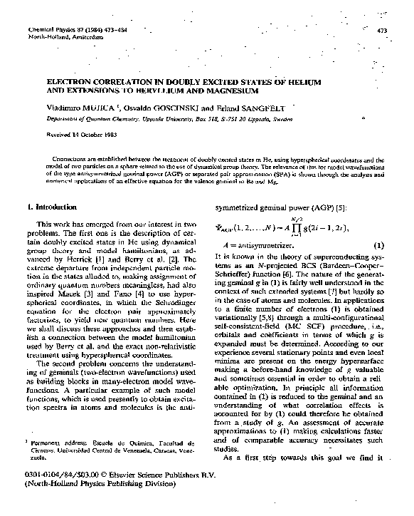 (PDF) Electron correlation in doubly excited states of helium and ...