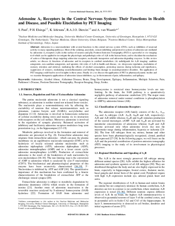 (PDF) Adenosine A1 Receptors in the Central Nervous System: Their ...