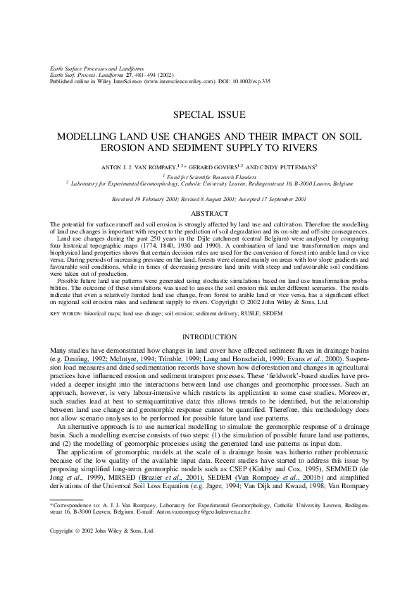 (PDF) Modelling land use changes and their impact on soil erosion and ...