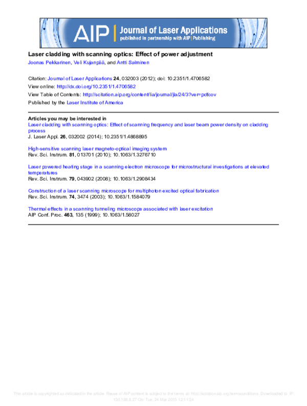 (PDF) Laser cladding with scanning optics: Effect of power adjustment