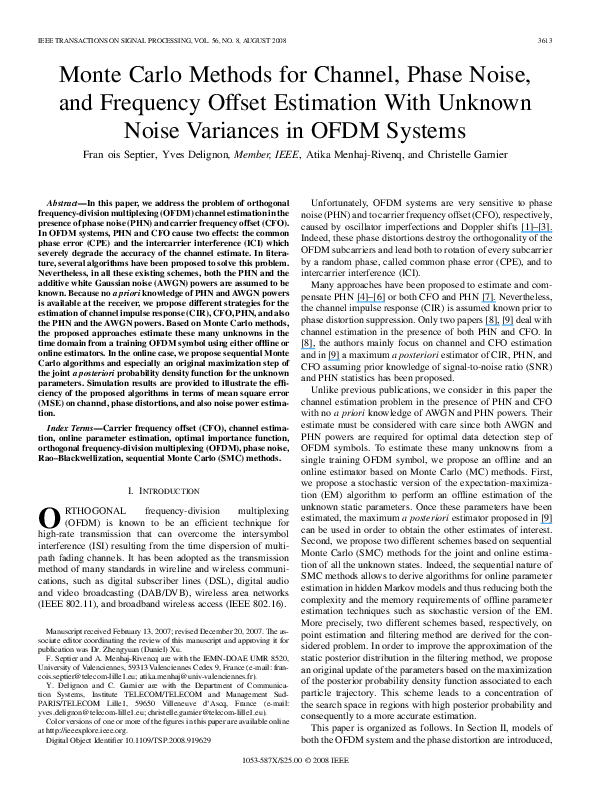 (PDF) Monte Carlo Methods for Channel, Phase Noise, and Frequency ...