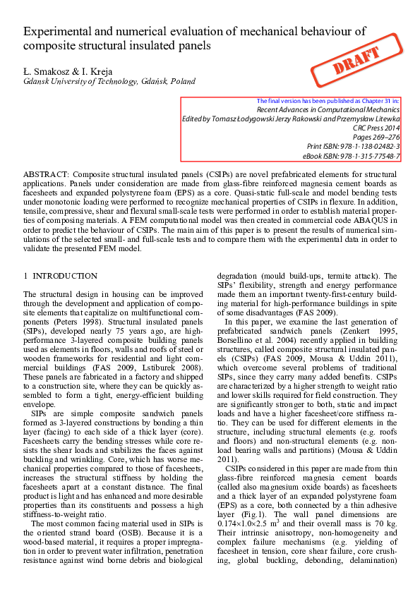 (PDF) Experimental and numerical evaluation of mechanical behaviour of ...