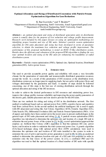 (PDF) Optimal allocation and sizing of Distributed Generation in ...