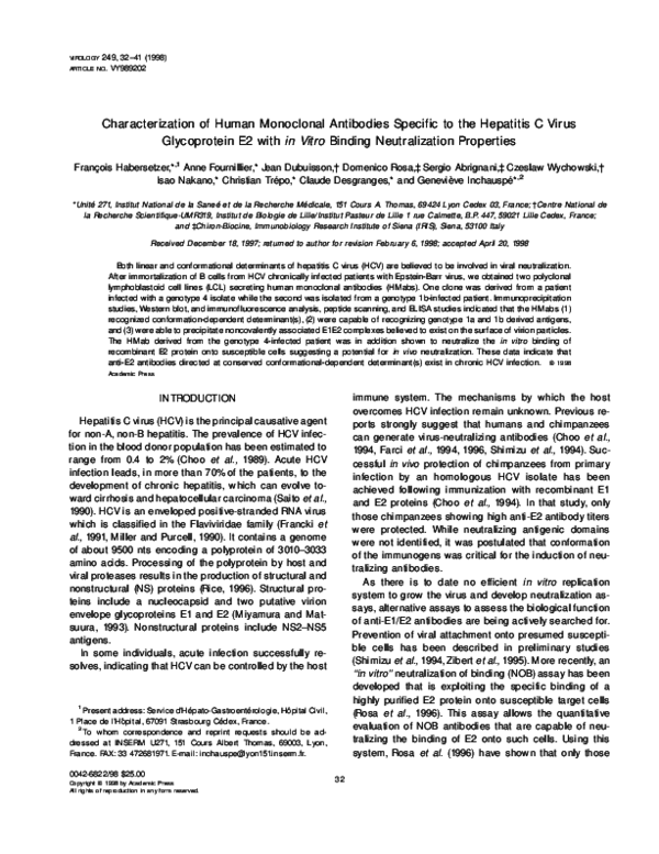 (PDF) Characterization of Human Monoclonal Antibodies Specific to the ...