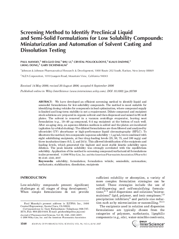 (PDF) Screening method to identify preclinical liquid and semi-solid ...