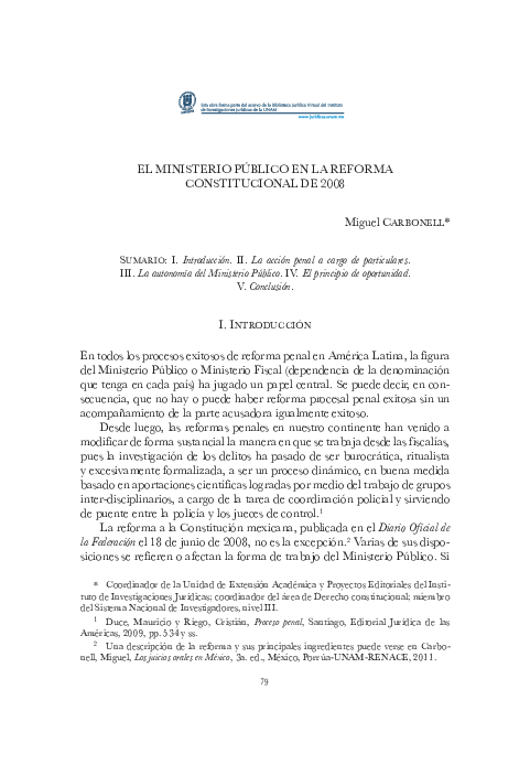 (PDF) EL MINISTERIO PÚBLICO EN LA REFORMA CONSTITUCIONAL DE 2008