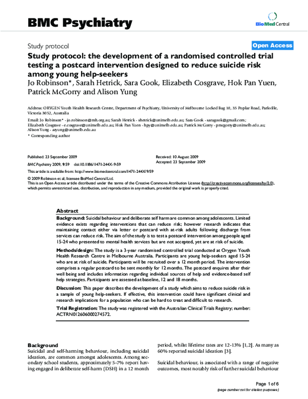 (PDF) Study protocol: the development of a randomised controlled trial ...