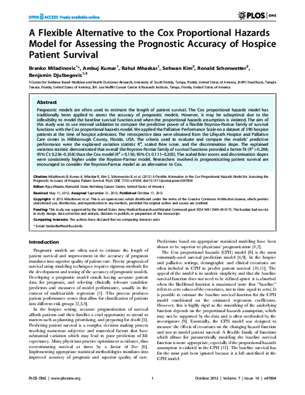 (PDF) A Flexible Alternative to the Cox Proportional Hazards Model for ...