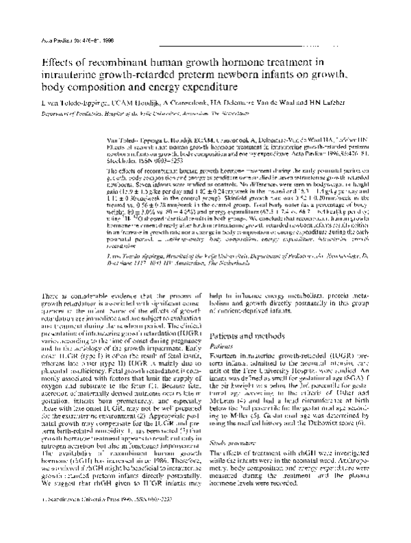 (PDF) Effects of recombinant human growth hormone treatment in ...