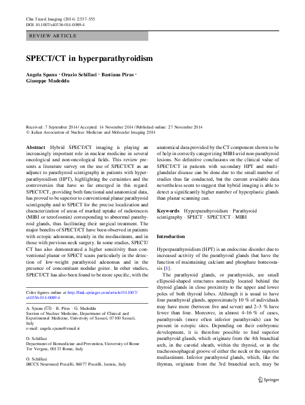 (PDF) SPECT/CT in hyperparathyroidism | Angela Spanu - Academia.edu