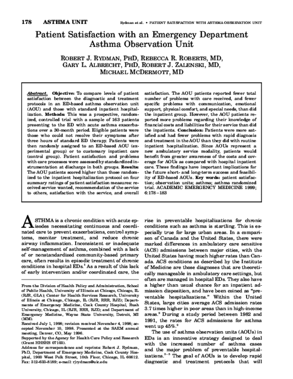 (PDF) Patient Satisfaction with an Emergency Department Chest Pain