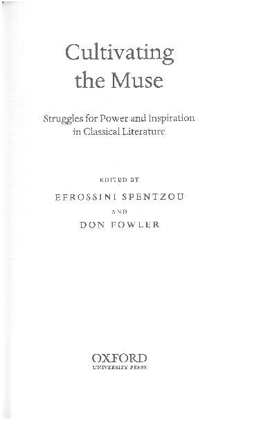 (PDF) - Muse and Power in the Poetry of Statius, in Cultivating the ...