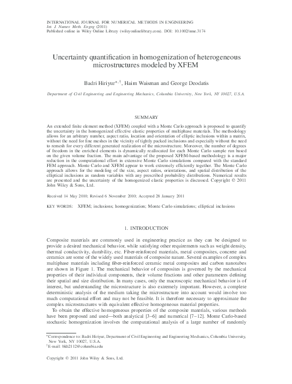 (PDF) Uncertainty quantification in homogenization of heterogeneous ...