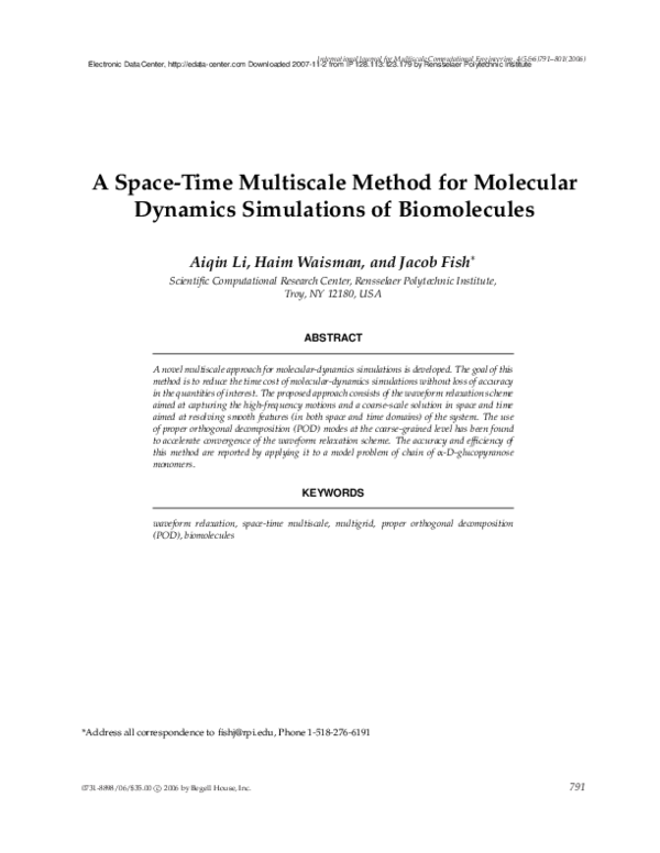 (PDF) A SpaceTime Multiscale Method for Molecular Dynamics Simulations