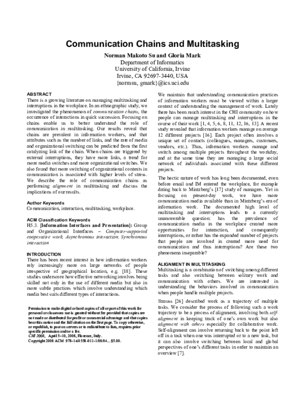(PDF) Communication chains and multitasking