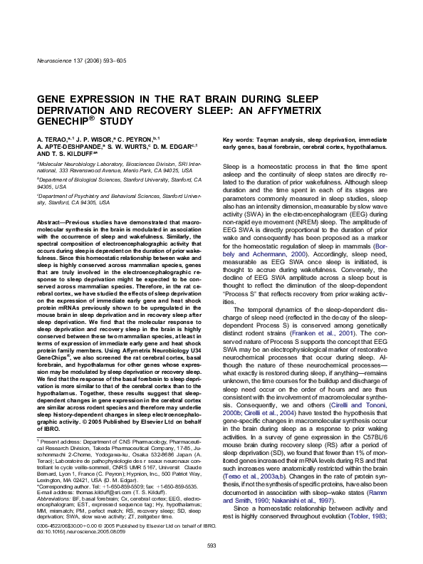 (PDF) Gene expression in the rat brain during sleep deprivation and ...