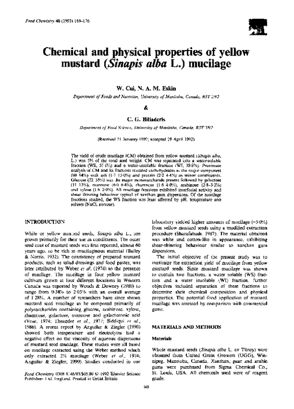 (PDF) Chemical and physical properties of yellow mustard (Sinapis alba