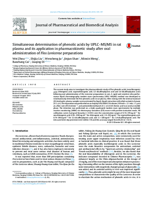 (PDF) Simultaneous Determination of Phenolic Acids in Water Caltrop by ...