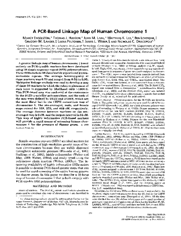 (PDF) A PCR-Based Linkage Map of Human Chromosome 1