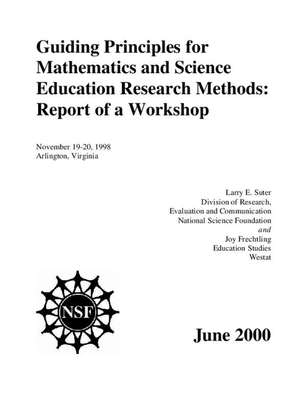 (PDF) Guiding Principles for Mathematics and Science Education Research ...