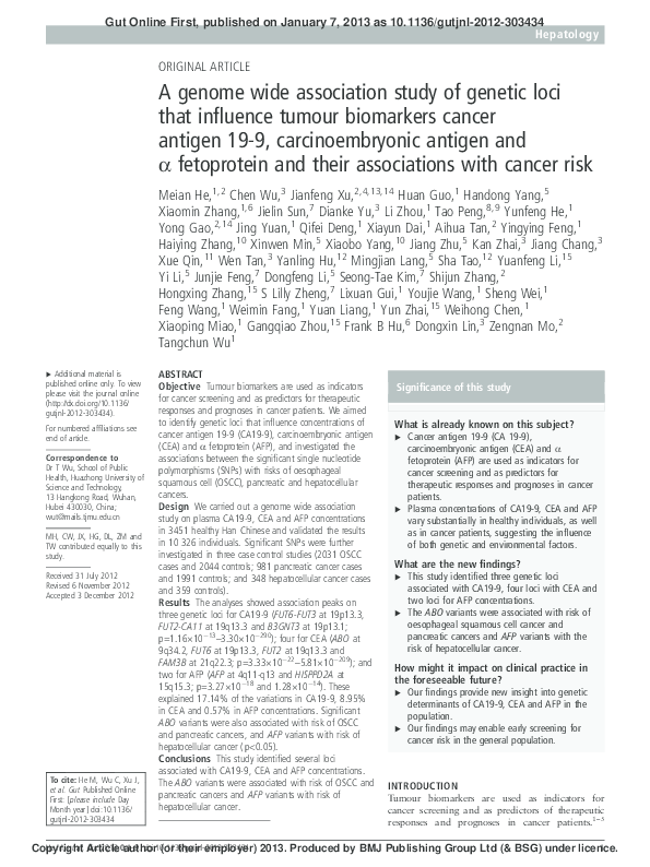 (PDF) A genome wide association study of genetic loci that influence ...