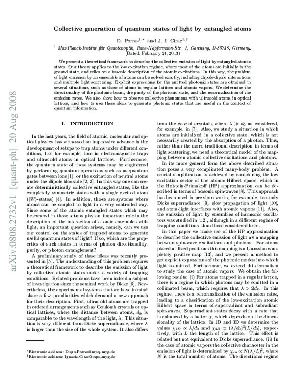 (PDF) Collective generation of quantum states of light by entangled atoms
