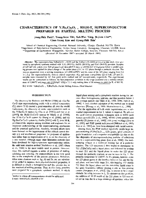 (PDF) Characteristics of Y 1 Ba 2 Cu 3 O 7- x highT c superconductor ...