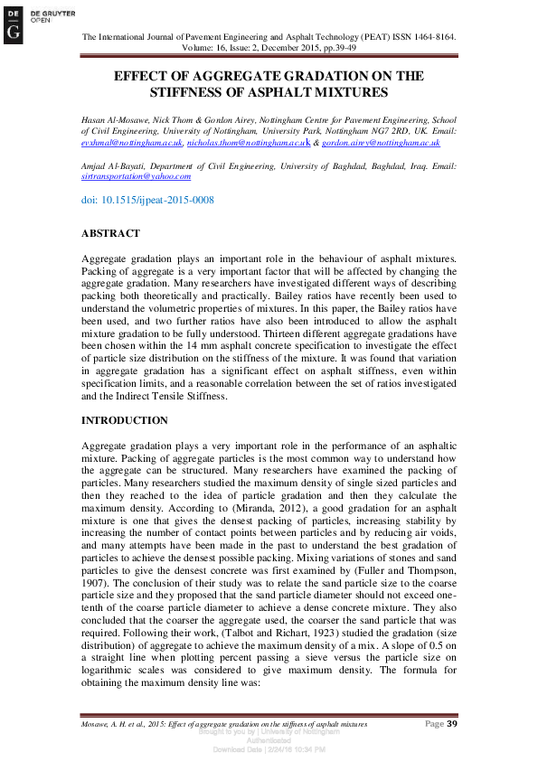 (PDF) EFFECT OF AGGREGATE GRADATION ON THE STIFFNESS OF ASPHALT MIXTURES