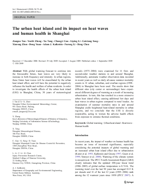 (PDF) The urban heat island and its impact on heat waves and human ...