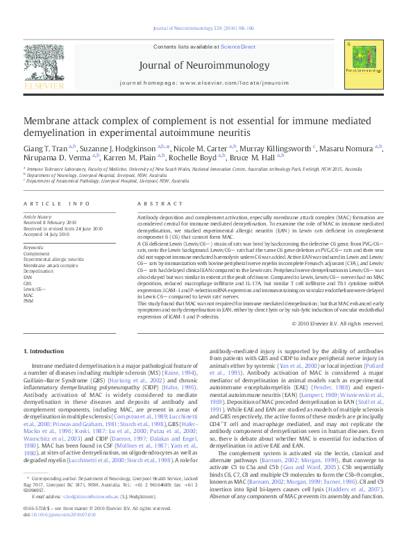 (PDF) Membrane attack complex of complement is not essential for immune ...