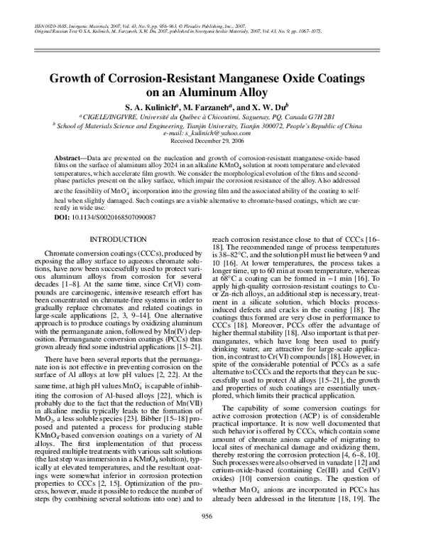 (PDF) Growth of corrosion-resistant manganese oxide coatings on an ...