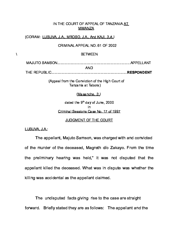 (DOC) IN THE COURT OF APPEAL OF TANZANIA AT MWANZA marco nguma