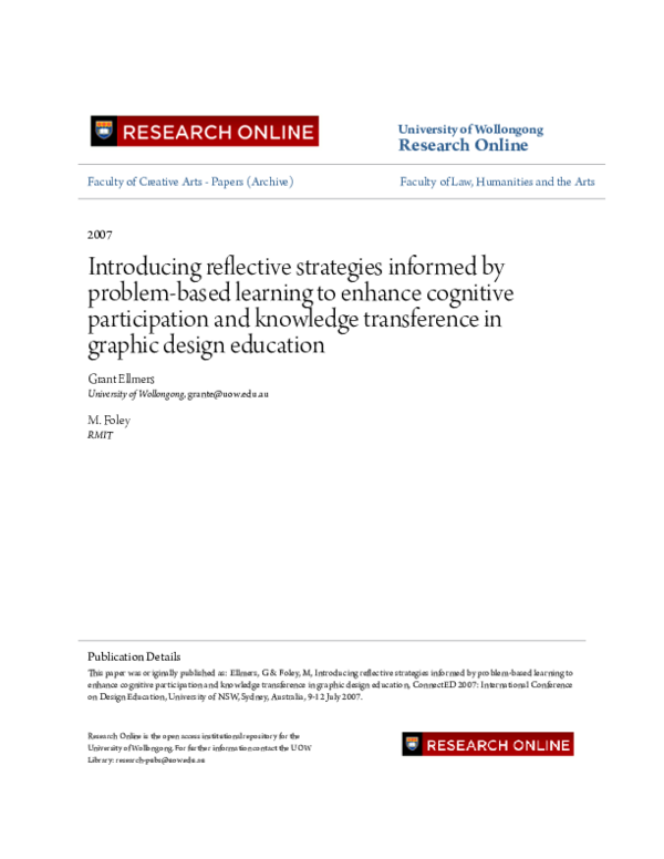 (PDF) Introducing reflective strategies informed by problem-based ...