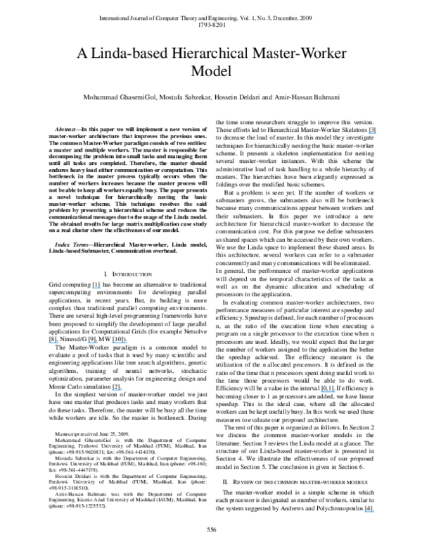 (PDF) A Linda-based Hierarchical Master-Worker Model