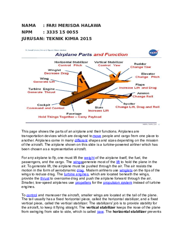 aeroplane parts and functions pdf