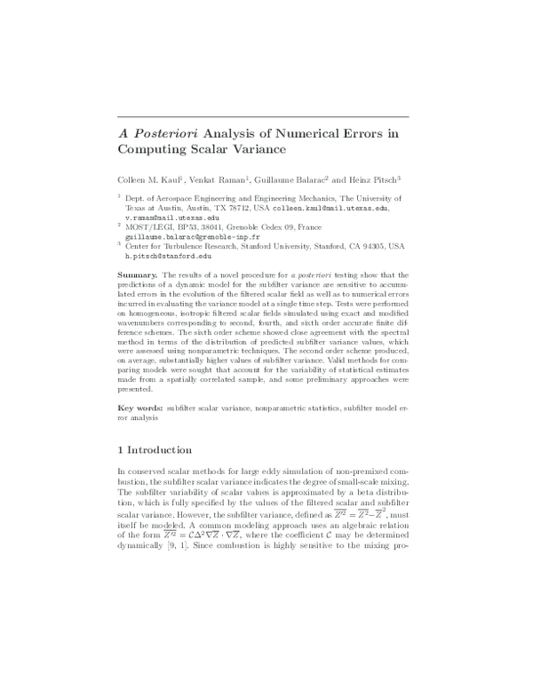 (PDF) A Posteriori Analysis of Numerical Errors in Computing Scalar ...