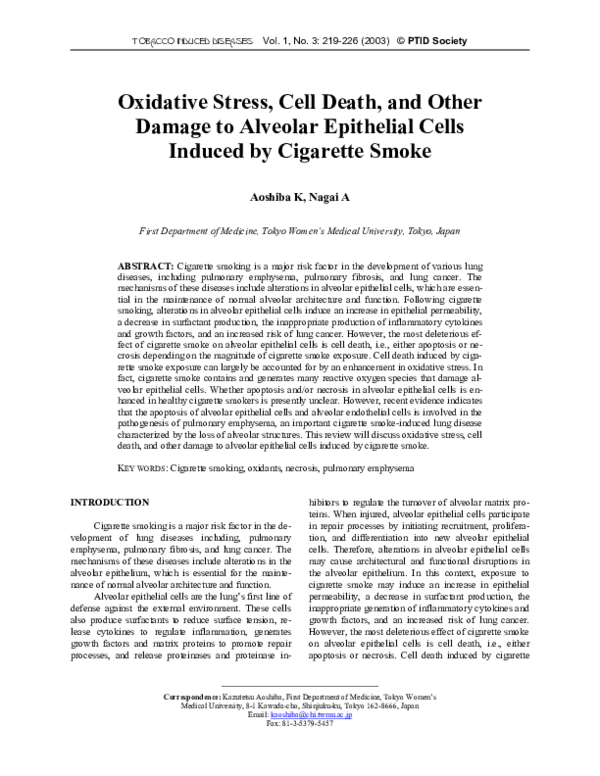 (PDF) Oxidative Stress, Cell Death, and Other Damage to Alveolar ...