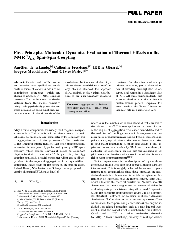(PDF) First-Principles Molecular Dynamics Evaluation of Thermal Effects ...