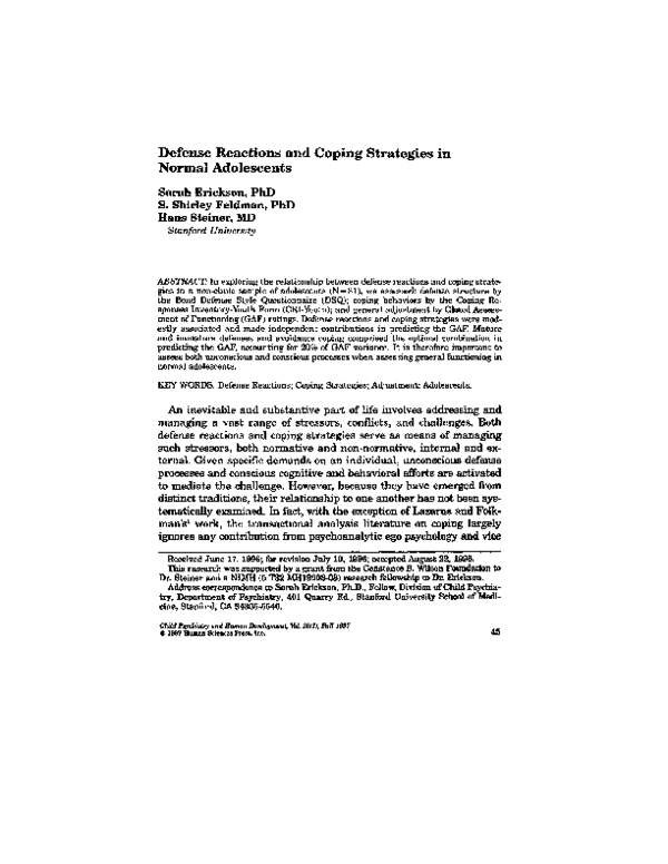 Coping And Defending: Age Differences In Maturity Of – XORQ