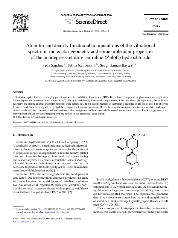 (PDF) Ab initio and density functional computations of the vibrational ...